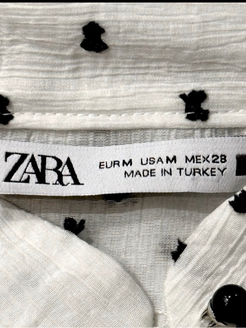 ZARA Swiss Dot Semi-Sheer Ruffled Blouse Size M - Picture 10 of 10